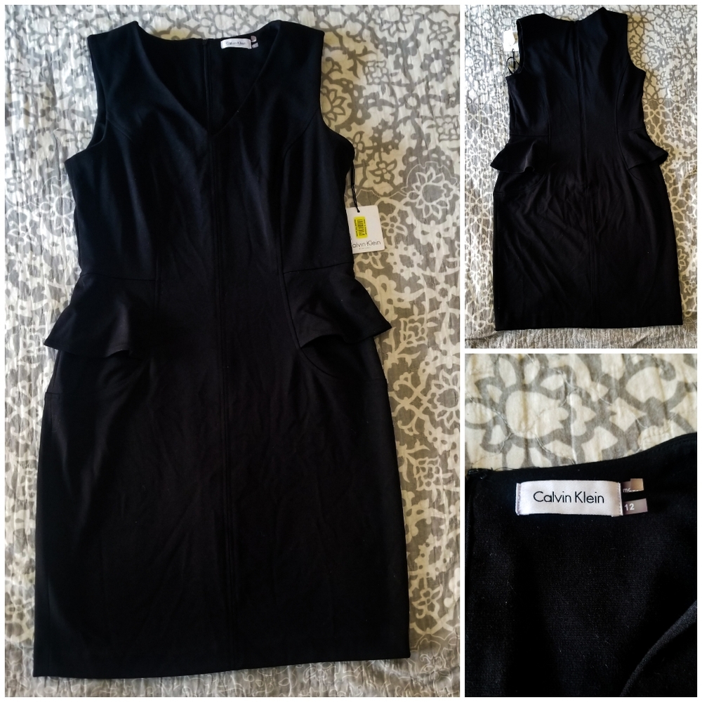 Calvin Klein | Black peplum midi dress